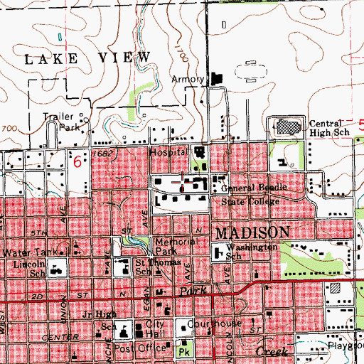 Topographic Map of Smith Zimmermann Museum, SD