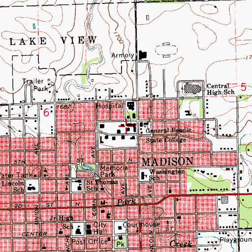 Topographic Map of Higbee Hall, SD