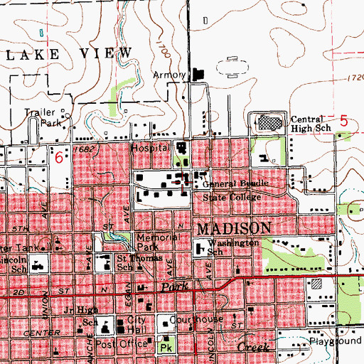 Topographic Map of Zimmermann Hall, SD
