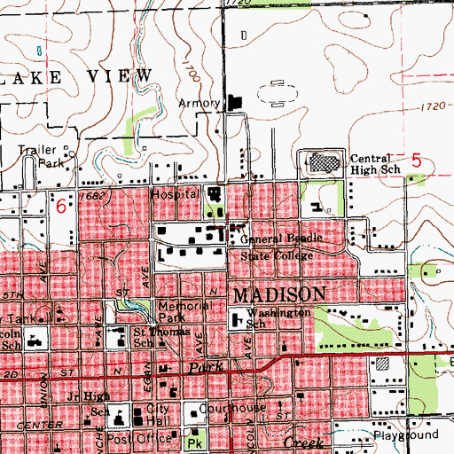 Topographic Map of Heston Hall, SD