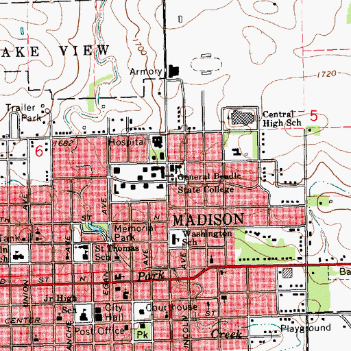Topographic Map of Richardson Hall, SD