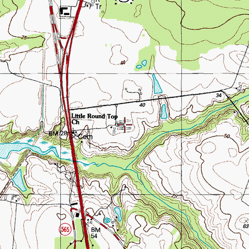 Topographic Map of Lower Peach Blossom Farms, MD