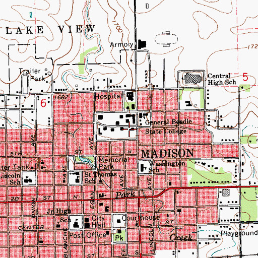 Topographic Map of East Hall, SD