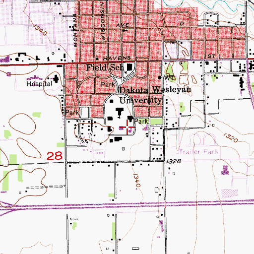 Topographic Map of Allen Hall, SD