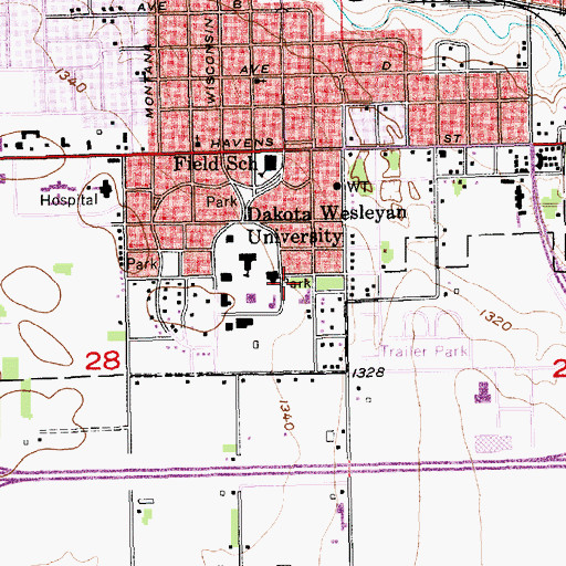 Topographic Map of Dakota Discovery Museum, SD