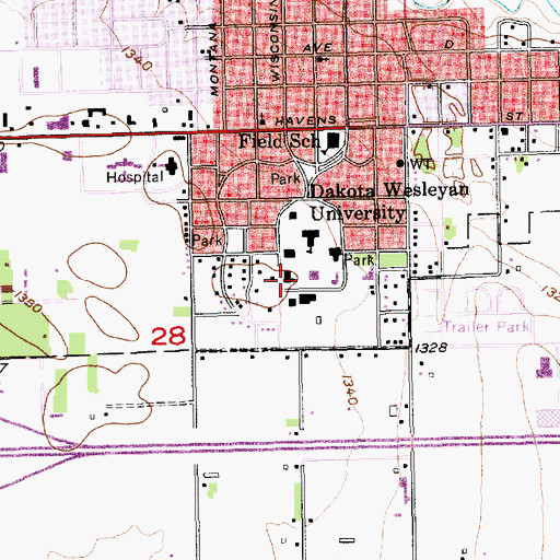 Topographic Map of Dayton Hall, SD