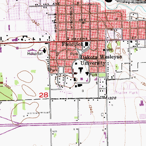 Topographic Map of Hughes Science Hall, SD