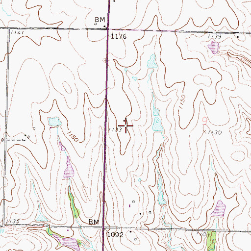 Topographic Map of Courtney Farms, KS