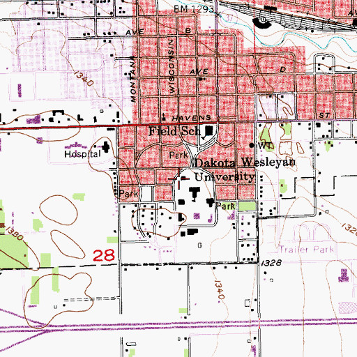 Topographic Map of Prather Hall, SD