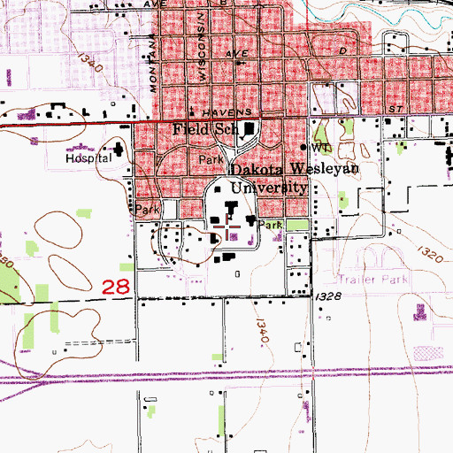 Topographic Map of Rollins Campus Center, SD