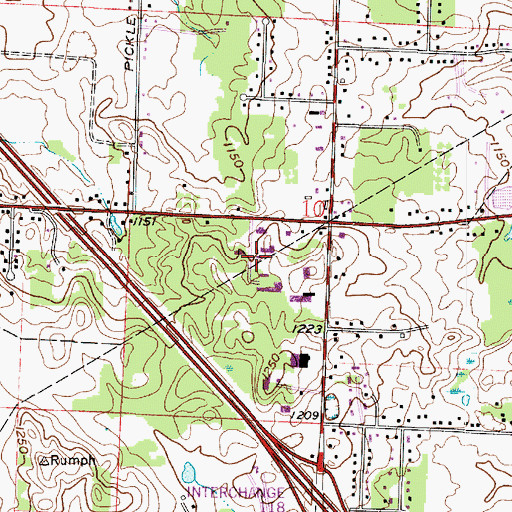 Topographic Map of Miller Industrial Park, OH