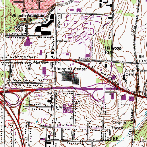 Topographic Map of Akron Square Business Park, OH