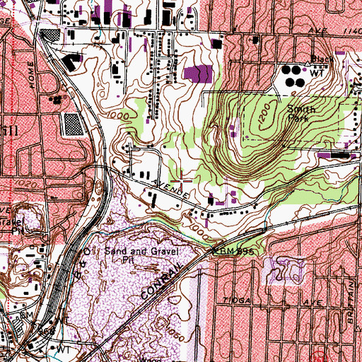 Topographic Map of Evans Avenue Industrial Park, OH