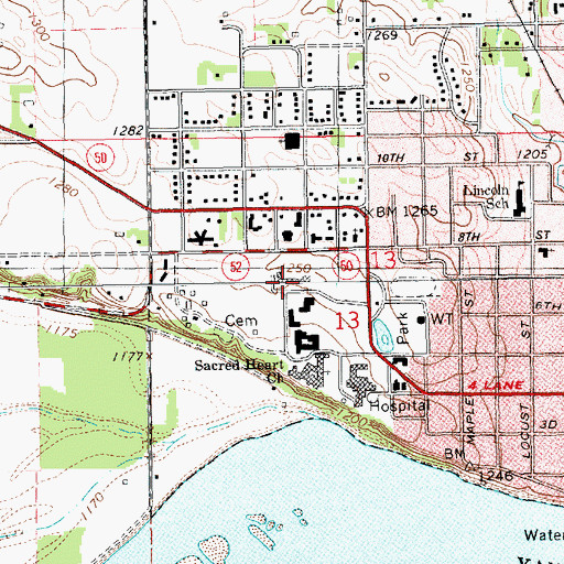 Topographic Map of Old Library Gym, SD