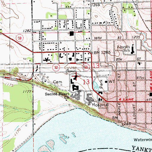 Topographic Map of Roncalli Student Center, SD