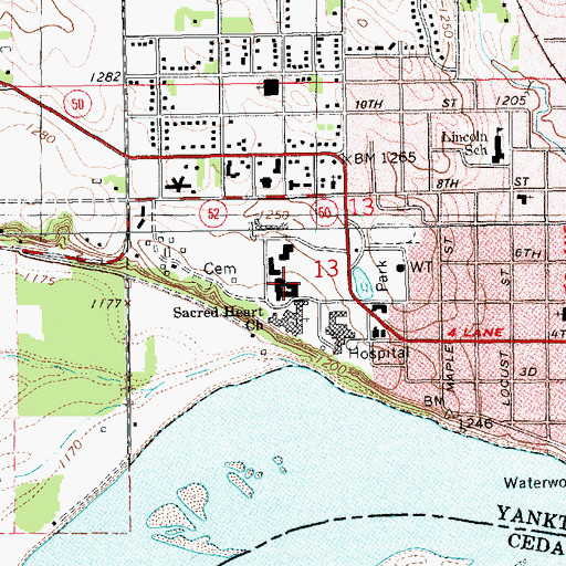 Topographic Map of Gregory Hall, SD