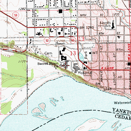 Topographic Map of Sacred Heart Monastery, SD