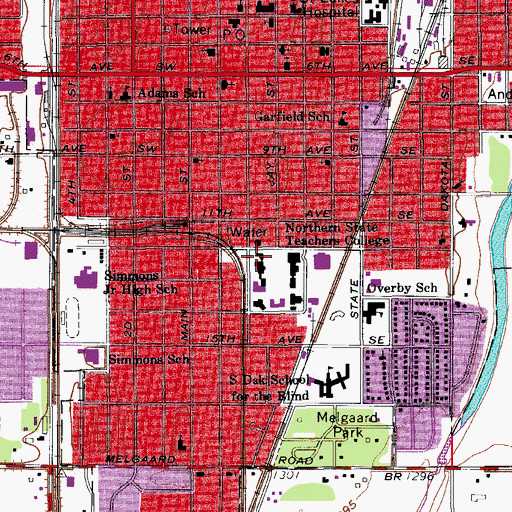 Topographic Map of Briscoe Hall, SD