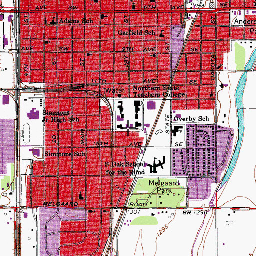 Topographic Map of Mewaldt-Jensen Building, SD