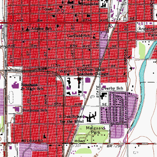 Topographic Map of Dacotah Hall, SD