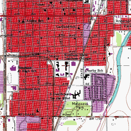 Topographic Map of Spafford Hall, SD
