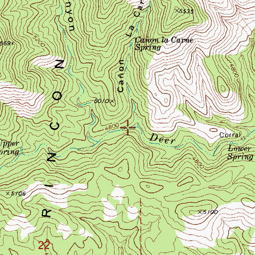 Topographic Map of Caon la Carne, AZ