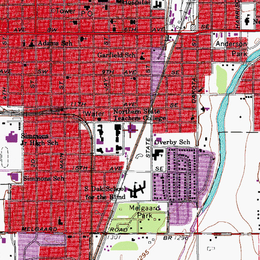 Topographic Map of Johnson Fine Arts Center, SD