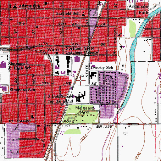 Topographic Map of Barnett Physical Education and Convocation Center, SD