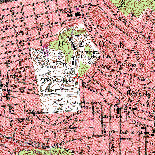 Topographic Map of Confederate Cemetery, WV