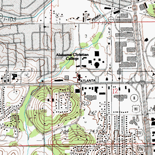 Topographic Map of University Church of Christ, AL