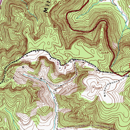 Topographic Map of Burnt Bridge, KY