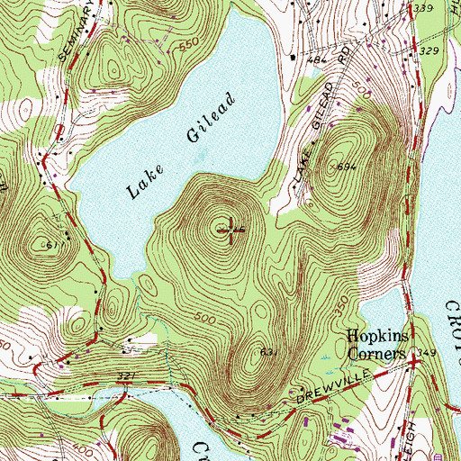 Topographic Map of Pond Hill, NY