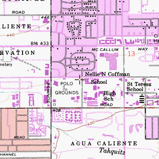 Topographic Map of Nellie N Coffman School, CA