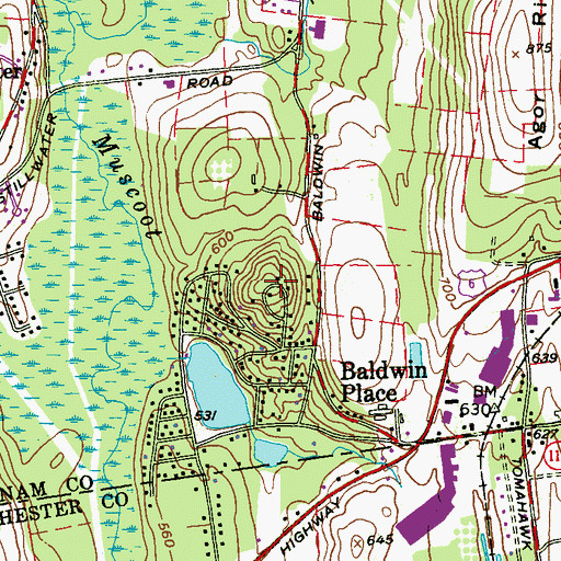 Topographic Map of Round Hill, NY