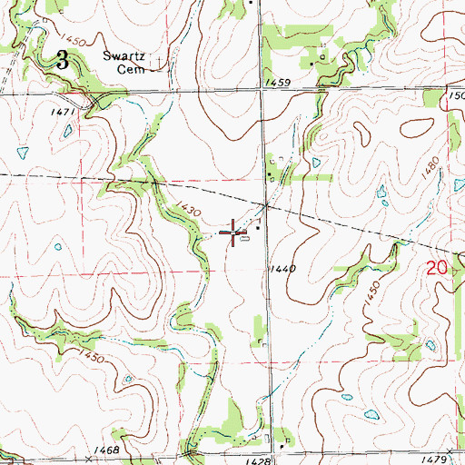 Topographic Map of Miller Dairy Farm, KS