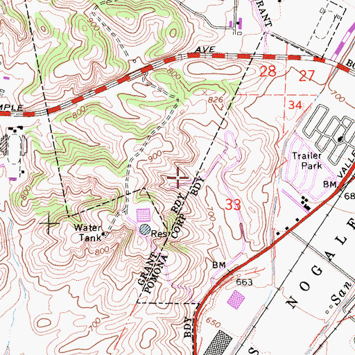 Topographic Map of Spadra Landfill, CA