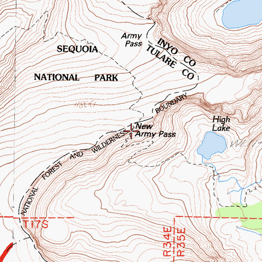 Topographic Map of New Army Pass, CA