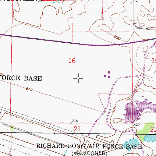 Topographic Map of Richard Bong State Recreation Area, WI