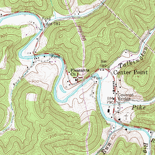 Topographic Map of Pleasant Valley Church Cemetery, WV