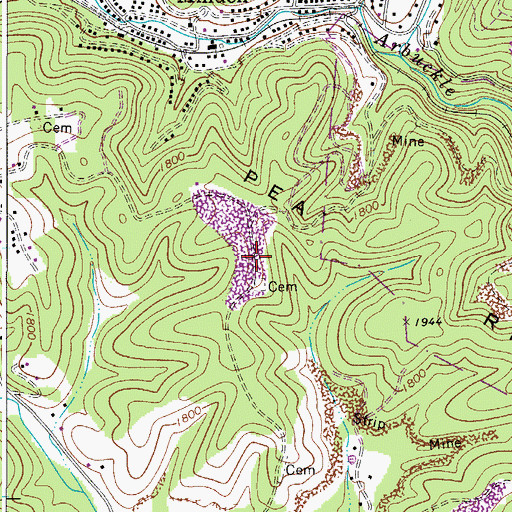 Topographic Map of Gethsemane Memorial Gardens, WV