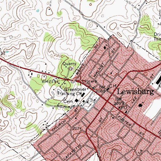 Topographic Map of Confederate Cemetery, WV