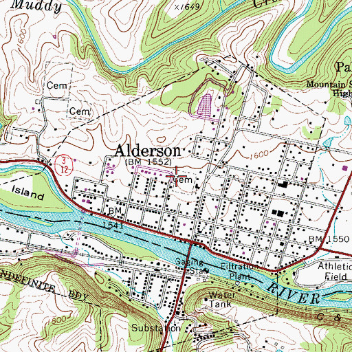 Topographic Map of Gwinn Memorial Cemetery, WV