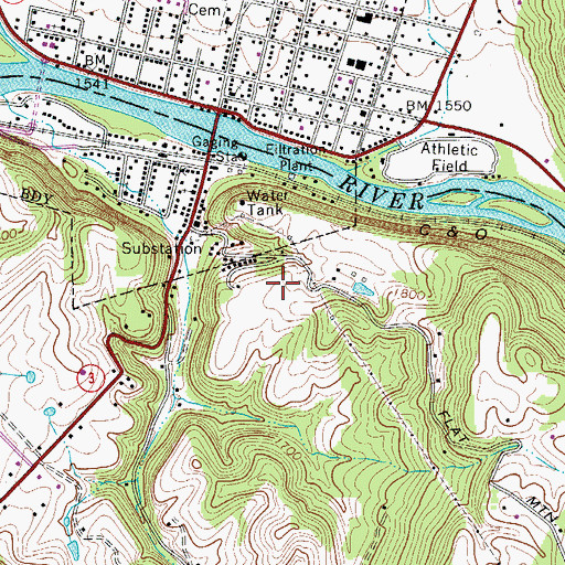 Topographic Map of Old Greenbrier Babtist Church Cemetery, WV