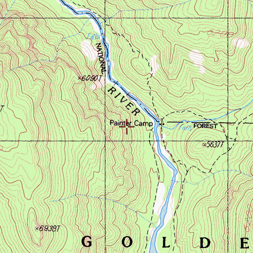 Topographic Map of Ninemile Creek, CA