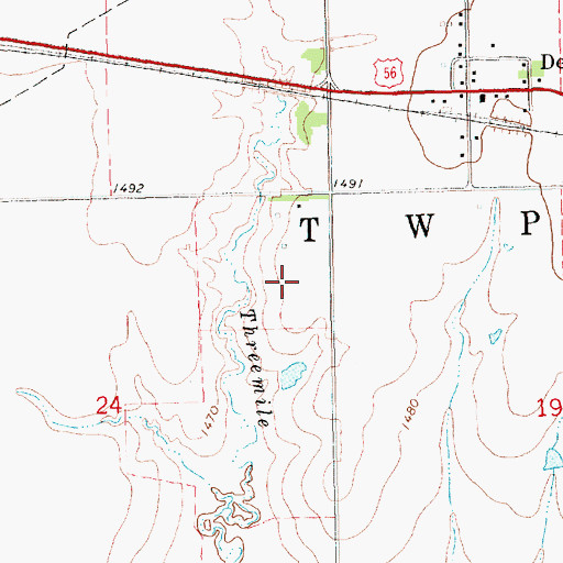 Topographic Map of Santa Fe Farms, KS