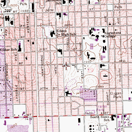 Topographic Map of Bowden Softball Field, SD