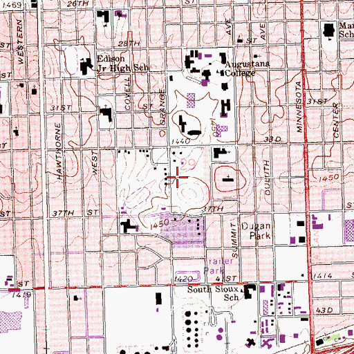 Topographic Map of Larson Track and Field Complex, SD