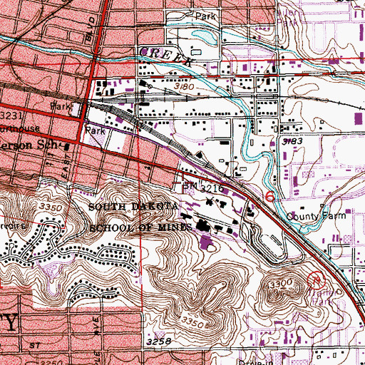 Topographic Map of Surbeck Center, SD