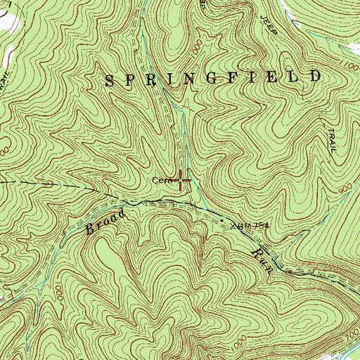 Topographic Map of Broad Run Graveyard, WV