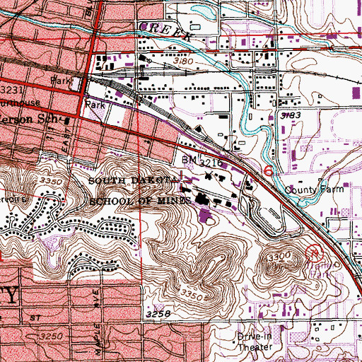 Topographic Map of Palmerton Hall, SD